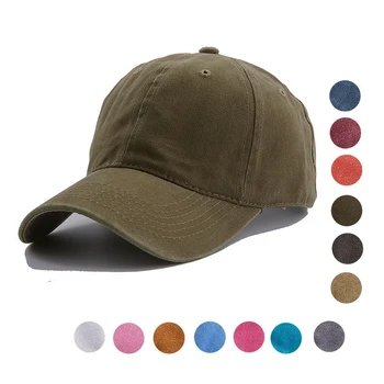 Yıkanmış pamuk saf renk ışık kurulu kadın erkek beyzbol şapkası çok renkli isteğe bağlı kemik kap ayarlanabilir açık Hip-Hop şapka