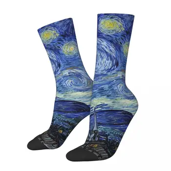 Yıldızlı Gece, Van Gogh Kawaii İpli Çorap Alışveriş Karikatür Desen Çorap harajuku Erkekler Mutlu hip hop
