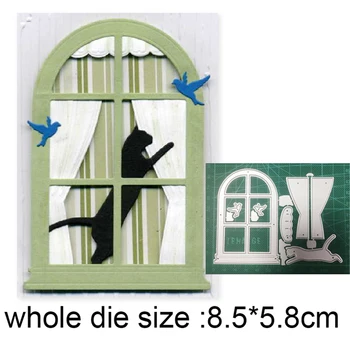 Zanaat Ölür Kedi Kuş Pencere Perde Metal Kesme Ölür Şablonlar DIY Scrapbooking Ölür Albümü / Fotoğraf Kartı Kabartma Kalıp Kesim Yeni 2021