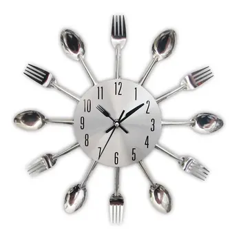 Çatal Mutfak Duvar saati Kaşık Çatal Mutfak Kuvars Duvara Monte Saatler Modern Tasarım Dekoratif Horloge Murale Sıcak Satış Klock
