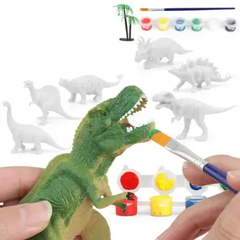 Çocuk Bilim ve Eğitim Ebeveyn-çocuk DIY Boyama ve Boyama Beyaz Kalıp Dinozor Suluboya Resim çocuk Oyuncakları