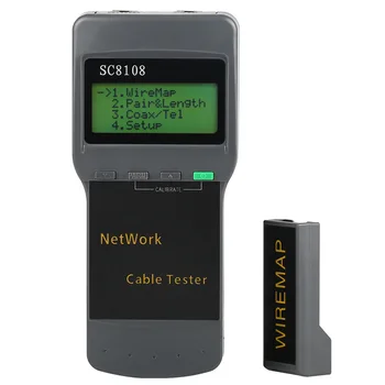 Çok fonksiyonlu SC8108 Taşınabilir LCD Ağ tester ölçer ve LAN Telefon Kablo test Cihazı ve Metre LCD ekran RJ45 Ücretsiz Kargo
